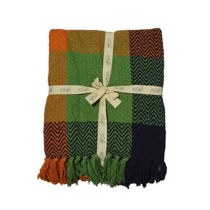 Check Herringbone Multicoloured Throw